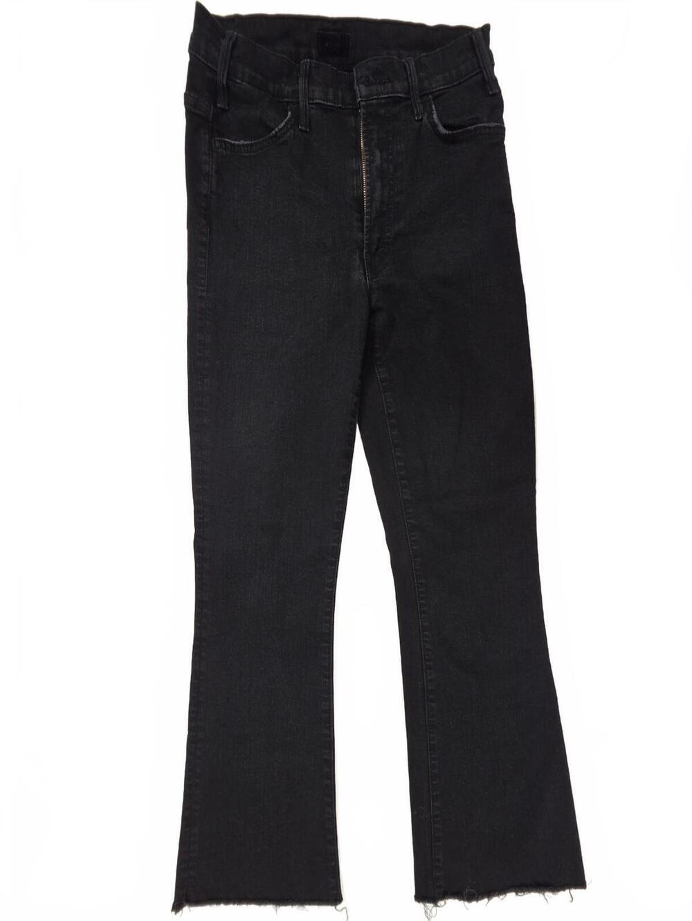 MOTHER The Hustler Ankle Fray Jeans Not Guilty Black Flare Size 26